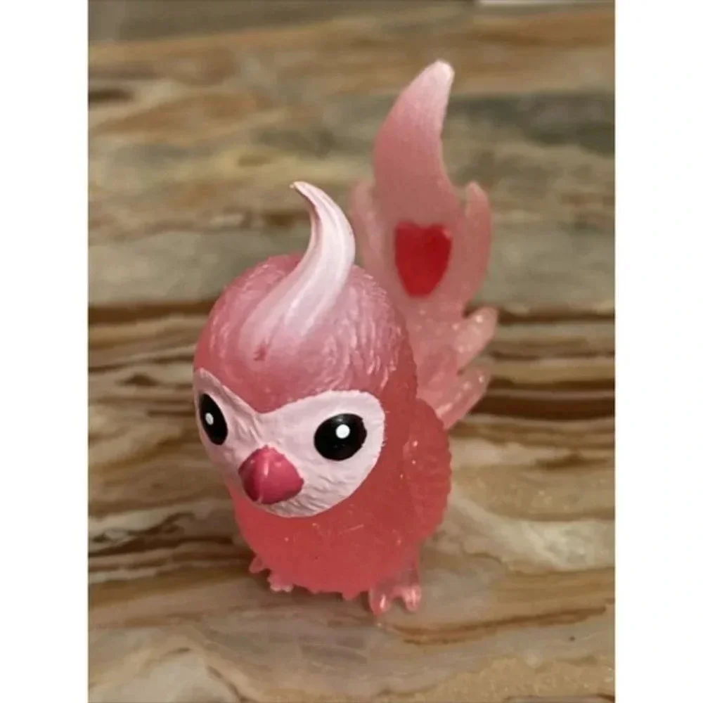 Glitter Cupid Valentines Day Pink Cockatiel Bird Red Heart Mini Doll Toy Collect